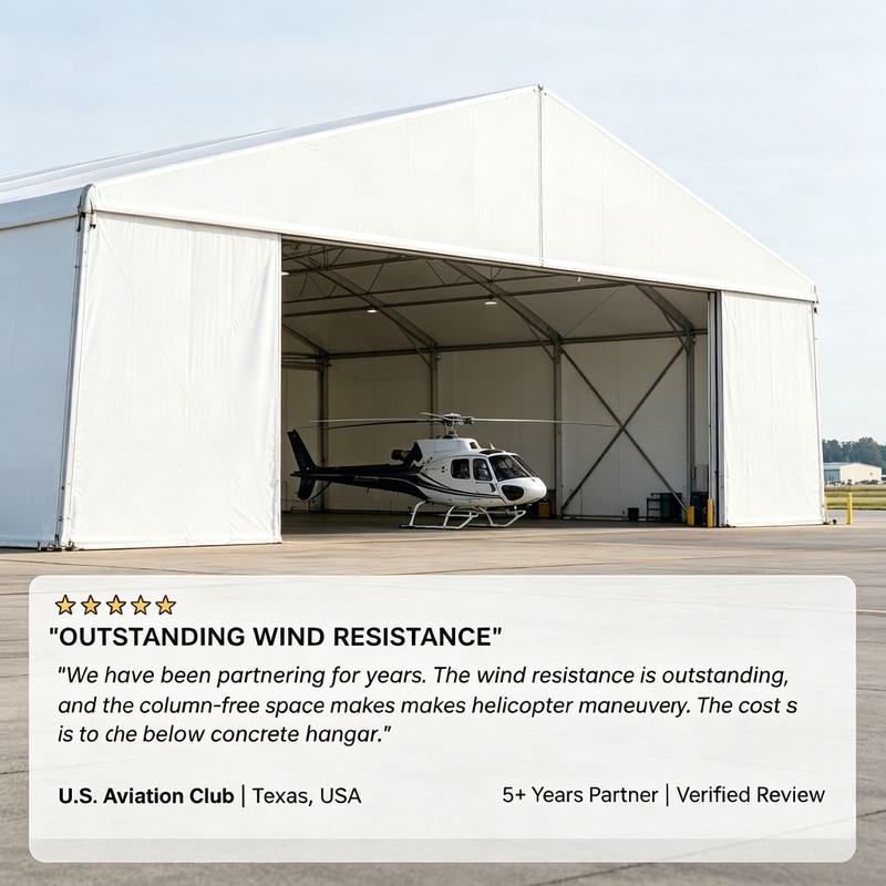 Southeast Asian airline using corrosion-resistant aerospace aluminum aircraft hangar tent for commercial airliner storage in tropical climate