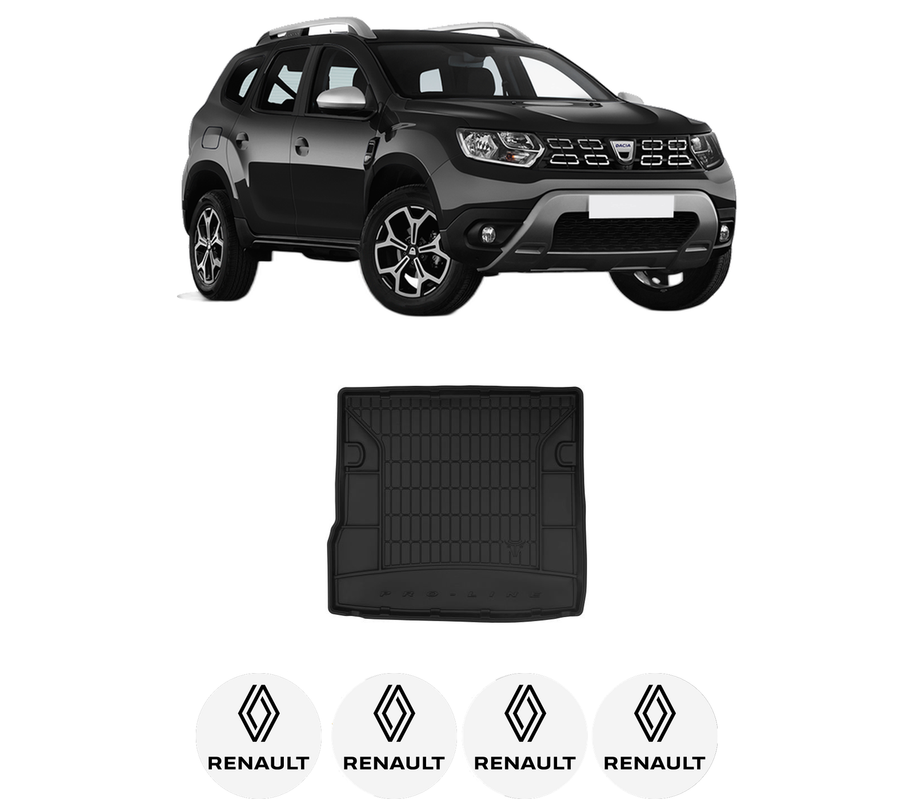 Tavita Portbagaj RENAULT DUSTER (HM_) din 2017-2023, Protectie Portbagaj Auto, 4x Stickere auto cu RENAULT