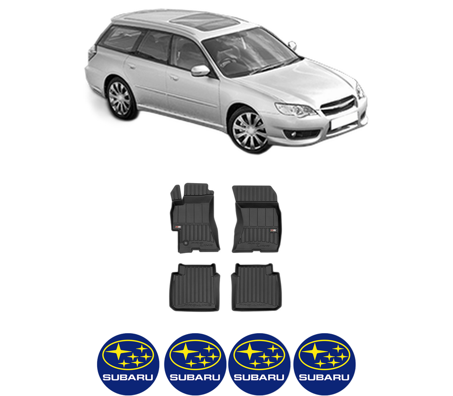 Set covorase presuri SUBARU LEGACY IV | BL/ BP din 2020, auto, din cauciuc thermoplastic, 4 Stickere auto cu SUBARU