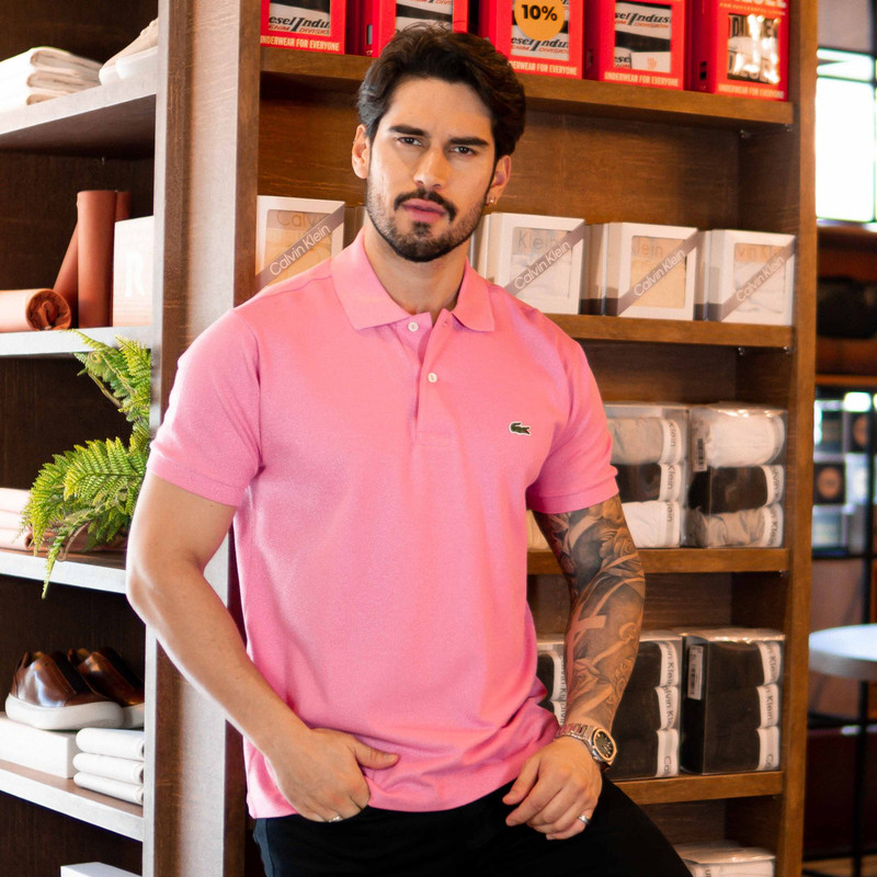 Camisa Polo Lacoste Petit Piquet Rosa - Outlet360 | Moda Masculina