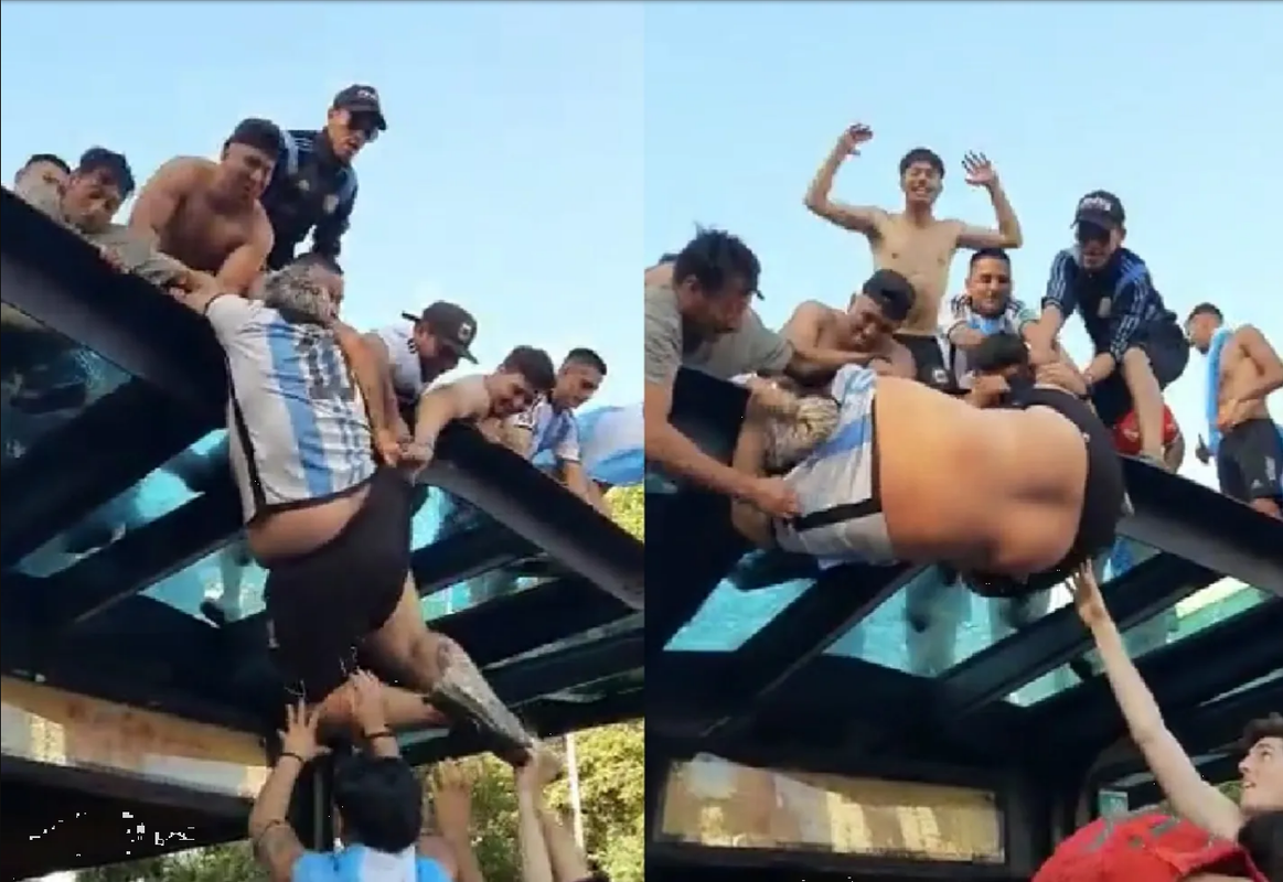 Hincha en Argentina al filo de la muerte, intentó subirse al techo del metrobús