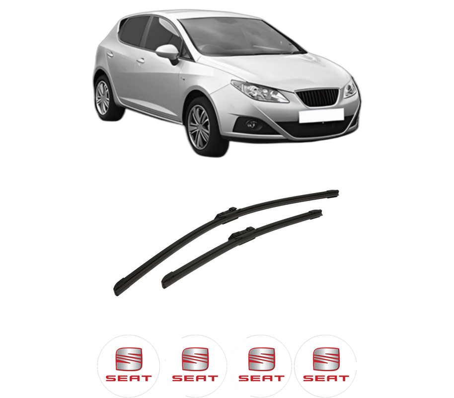 Set stergatoare auto SEAT IBIZA IV (6J5, 6P1) din 2008-2017, pentru parbriz auto, 2 bucati, Bosch Aerotwin, din cauciuc siliconat rezistent, 4 Stickere Auto SEAT