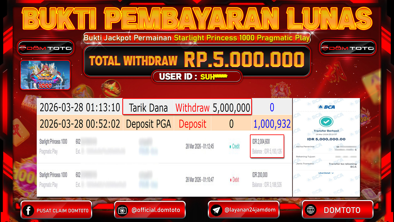JACKPOT SLOT Starlight Princess 1000 Pragmatic Play 28 MARET 2026
