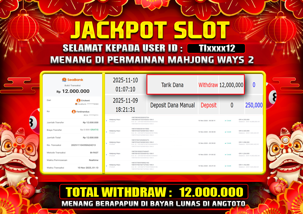 BUKTI JACKPOT LUNAS ANGTOTO