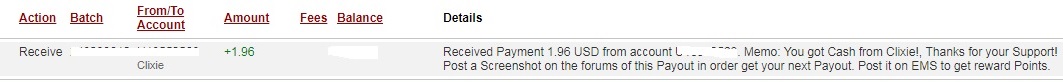 1st payment from Clixie ( 1,96$ ) Clixiepayment