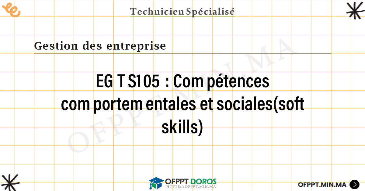 Sommaire détaillé du cours Compétences comportementales et sociales(soft skills) EGTS105 OFPPT - Structure du module