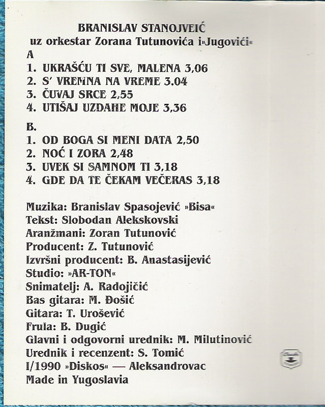 Branislav Spasojevic 1990 - Ukrascu ti sve malen