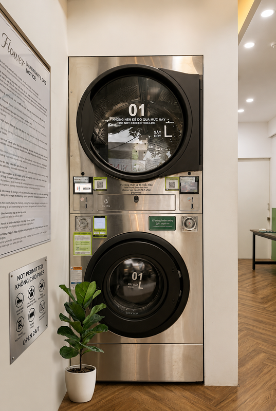 Clean Minimalist Laundromat Interior