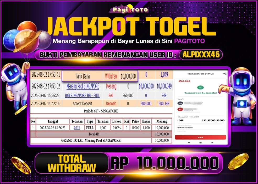 HAPPY JACKPOT MEMBER PAGITOTO TOGEL SINGAPORE  Rp 10.000.000-, - LUNAS