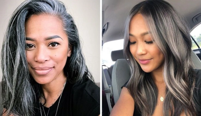 Blending grey into blonde brown hair