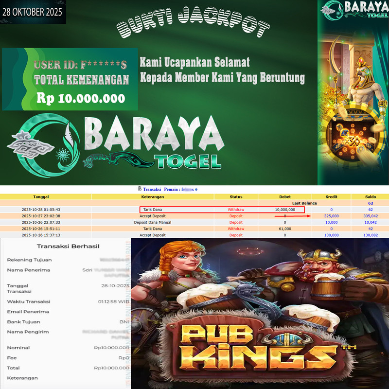Rp. 10.000.000.- WD LUNAS DI BARAYATOGEL
