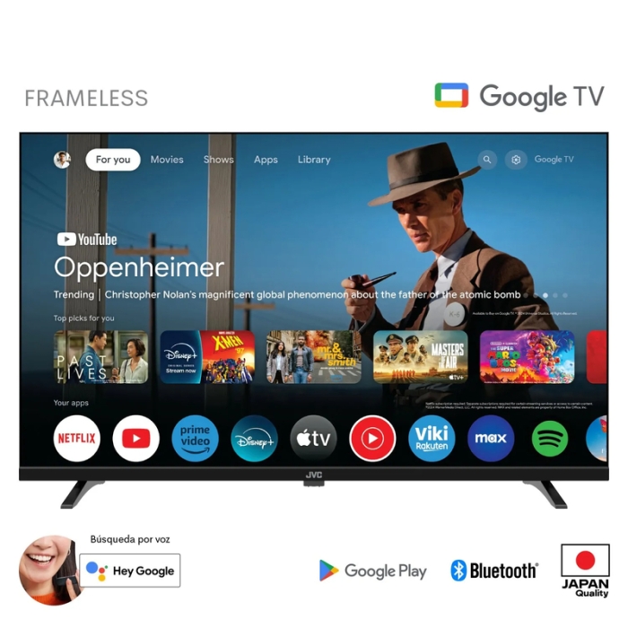 Televisor JVC de 32 pulgadas HD con Google TV y diseño frameless