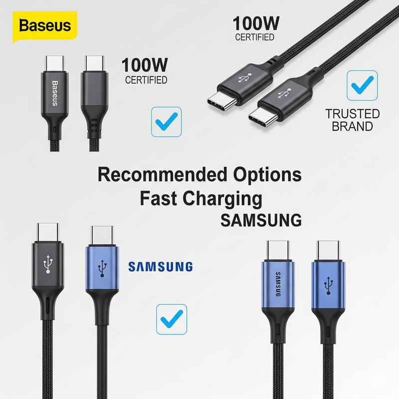 Baseus ও Samsung ভালো ক্যাবলের উদাহরণ