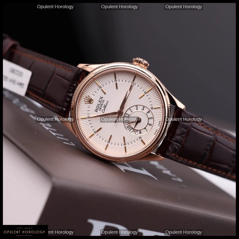 Rolex Cellini Dual Time 50525 White Dial 18K Gold Plated 39mm