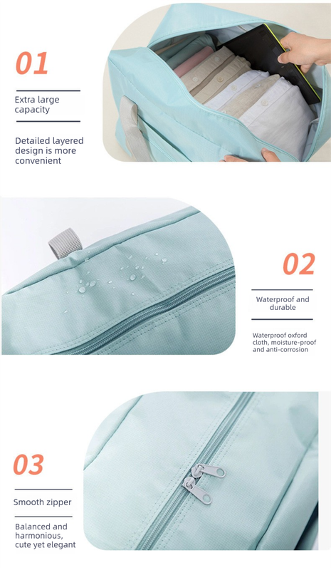 Pink Foldable Travel Duffel Bag – Lightweight, Waterproof Oxford Fabric Storage Bag for Short Trips, Moving(5-Piece Set)