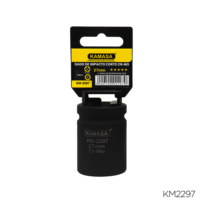 DADO DE IMPACTO CORTO CRMO "KAMASA" - 3/4"DR.X 27MM