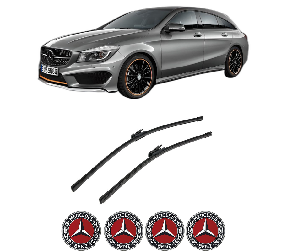 Set stergatoare auto MERCEDES-BENZ CLA Shooting Brake (X117) din 2015-2019, pentru parbriz auto, 2 bucati, Bosch Aerotwin, din cauciuc siliconat rezistent, 4 Stickere Auto MERCEDES-BENZ