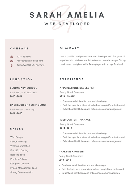 Pink-Minimalist-CV-Resume preview