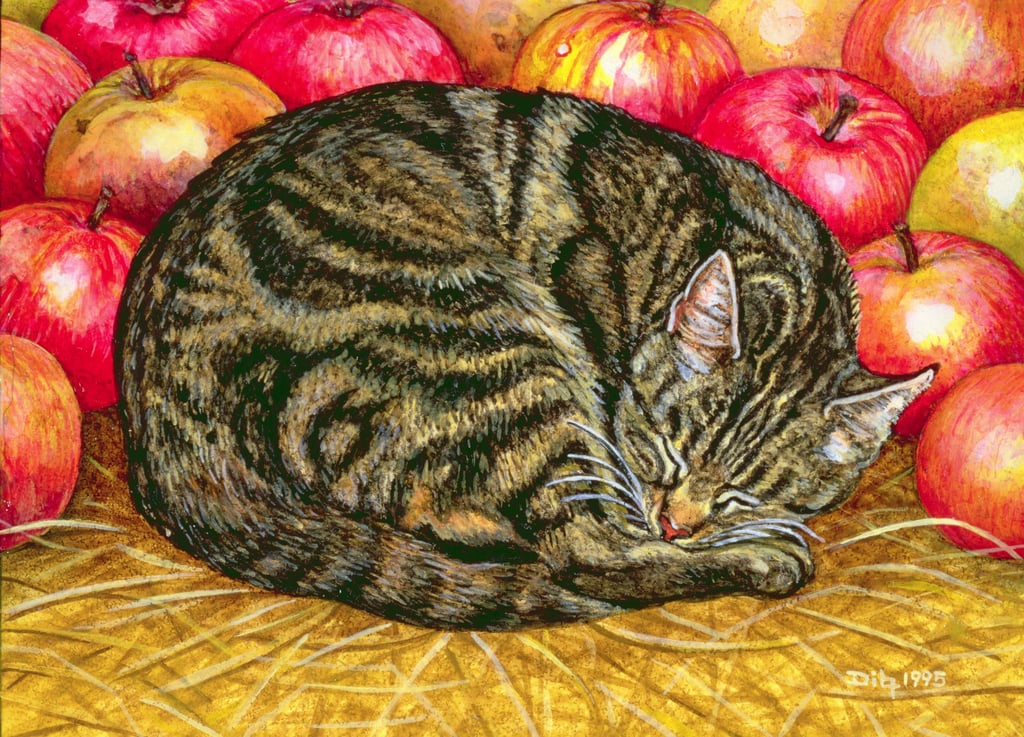 Ditz-Ditz-Left-Hand-Apple-Cat-1995-acrylic-on-panel-Meister-Drucke-558290