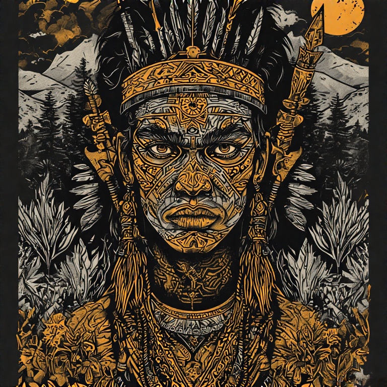 A-tribal-warrior-in-woodcut-st-43