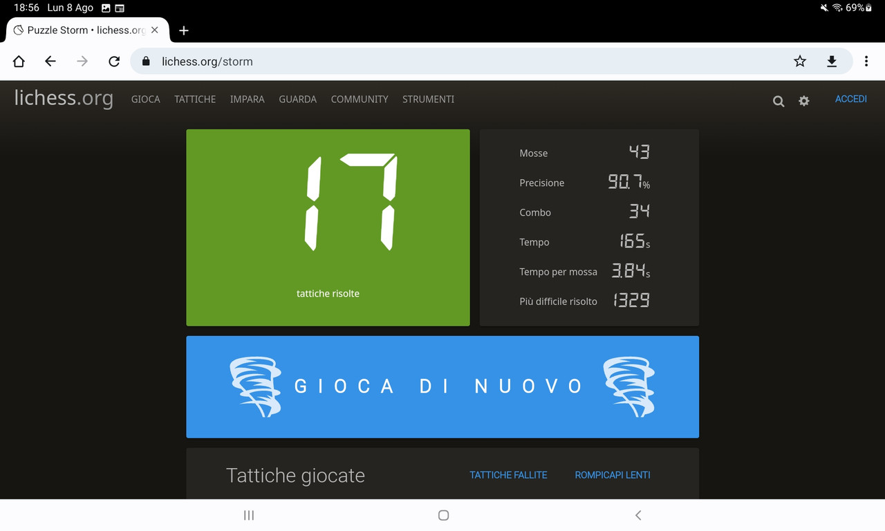 Giulio_M test problemi scacchistici puzzle storm lichess.org