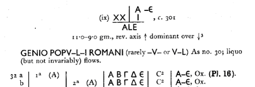 Nummus de Maximiano Hércules. GENIO POPV-LI ROMANI. Genio estante a izq. Alejandría.  1