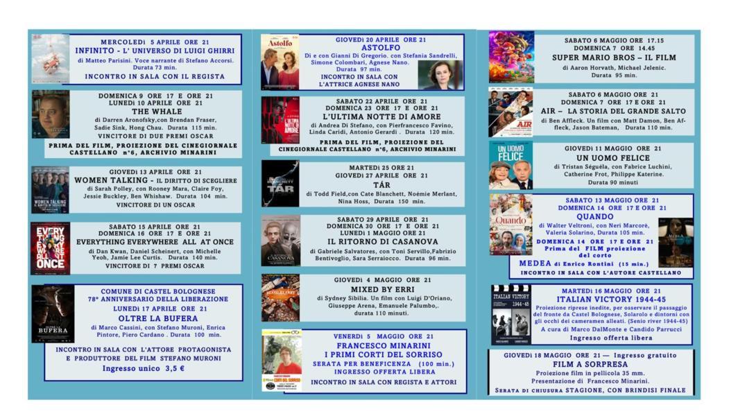 Ultimo ciclo del Cinema Moderno di Castel Bolognese per questa stagione, tra appuntamenti speciali e sorprese