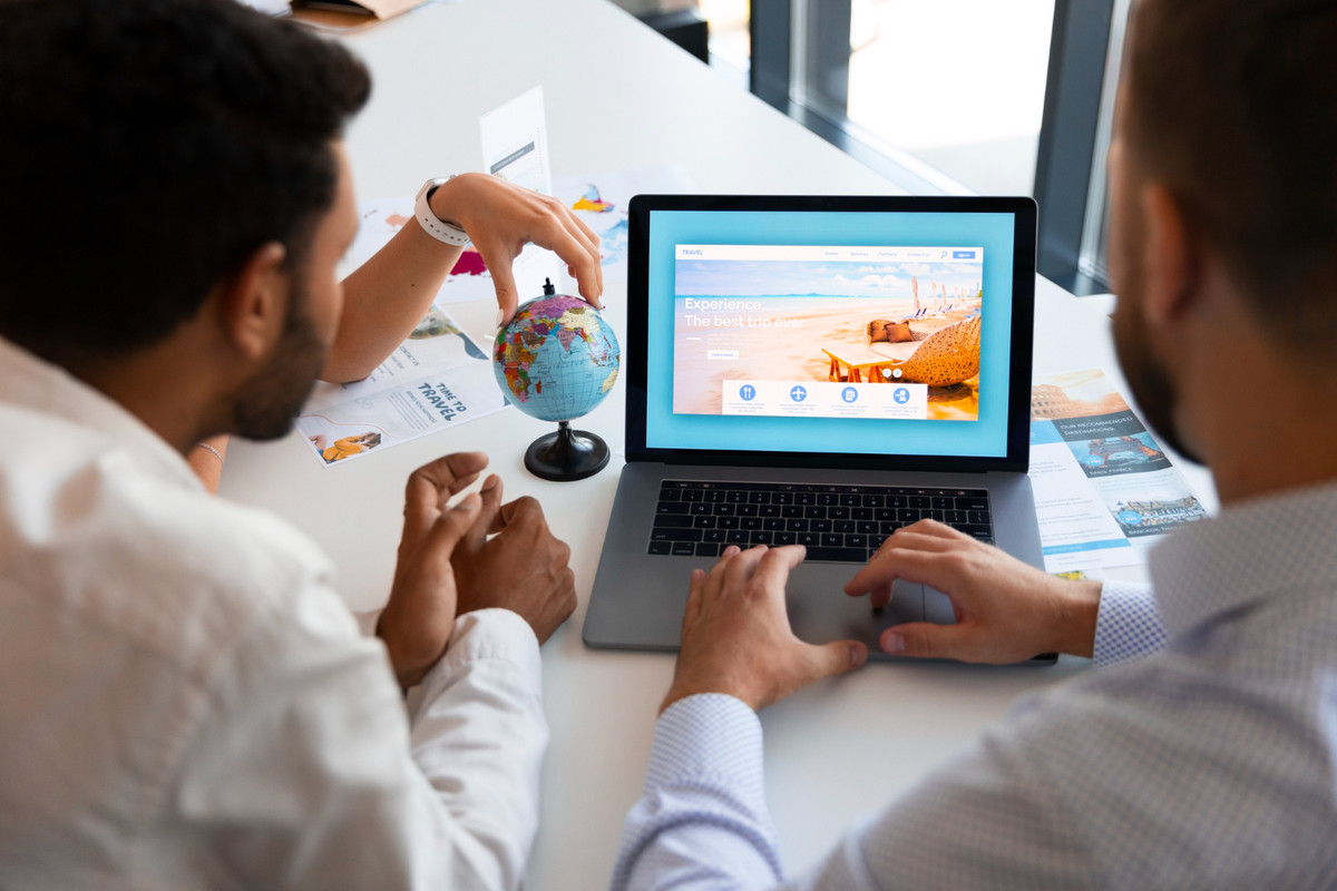 Tour operators planning a trip in office