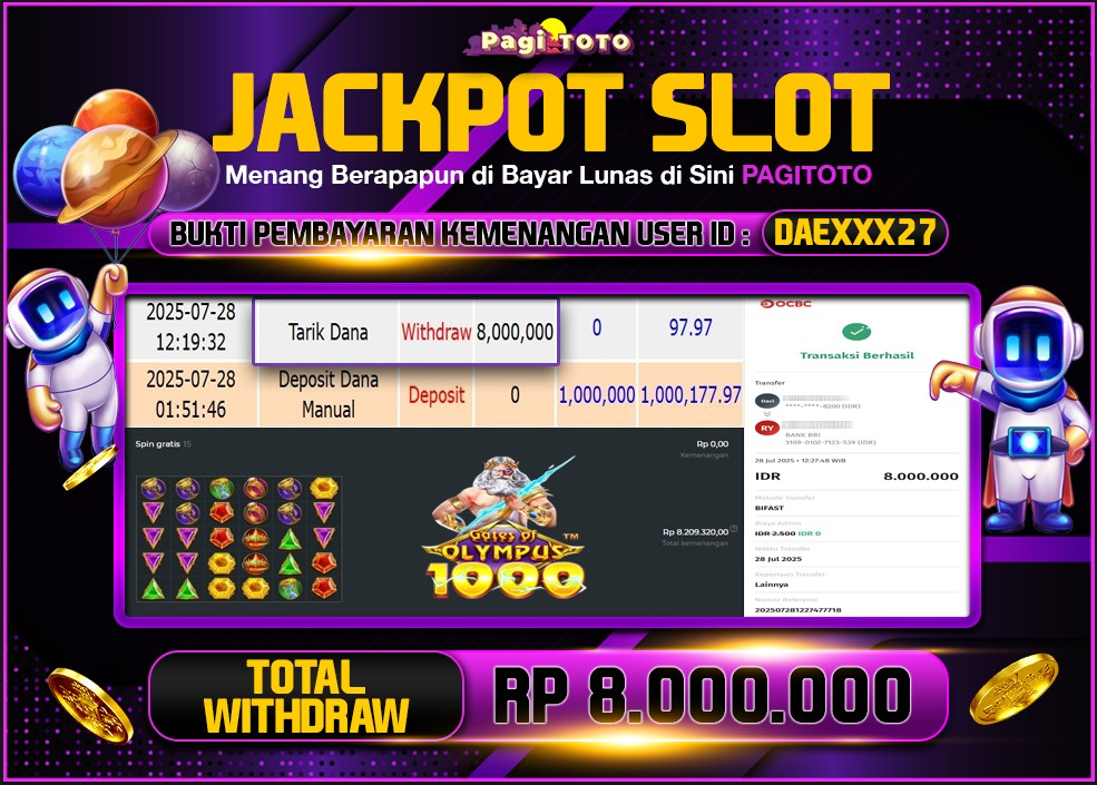 HAPPY JACKPOT MEMBER PAGITOTO SLOT GATES OF OLYMPUS 1000 Rp 8.000.000-, - LUNAS