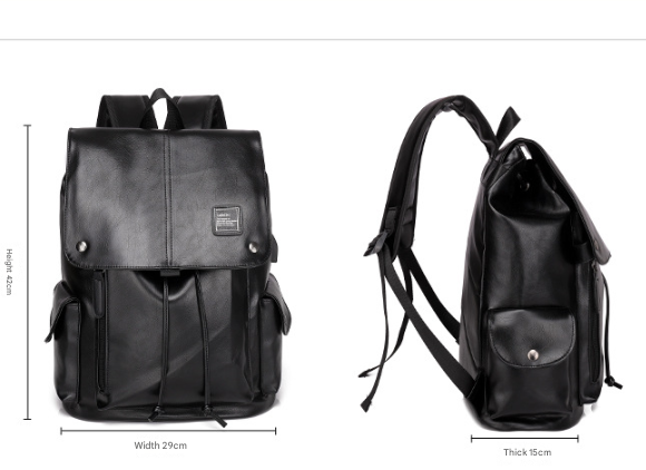 Dark Brown Men's Fashion PU Leather Backpack - Large Capacity 42cm Laptop Rucksack for University, Travel and Casual Business Use