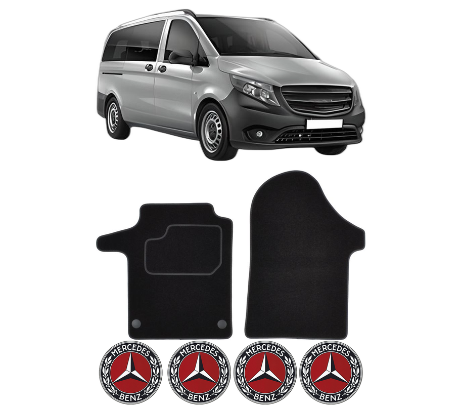 Set Covorase Presuri MERCEDES-BENZ VITO Tourer (W447) din 2014-2015, Auto, Material Textil Mocheta, 4 Stickere auto cu MERCEDES-BENZ
