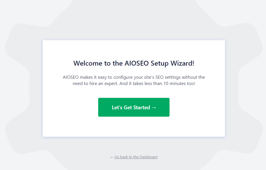 All in One SEO Plugin setup wizard