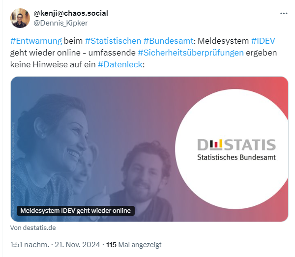 Destatis nimmt IDEV-Meldesystem wieder in Betrieb