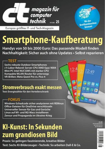 Cover: ct Magazin für Computertechnik No 25 vom 19  November 2022