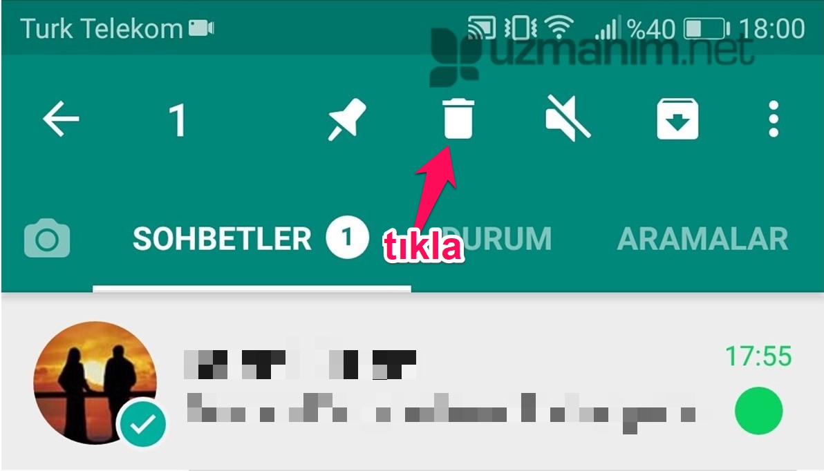 whatsapp gelen mesajı okumadan silme