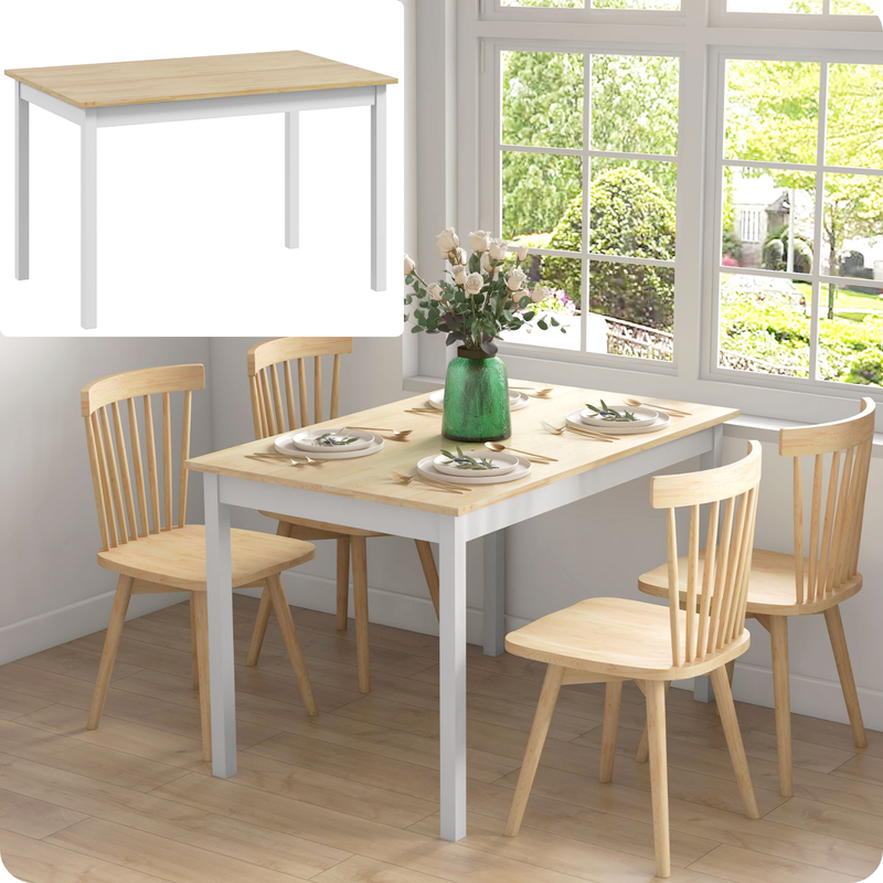 120cm Farmhouse Dining Table Wooden Frame Kitchen Furniture for Dining Room 4