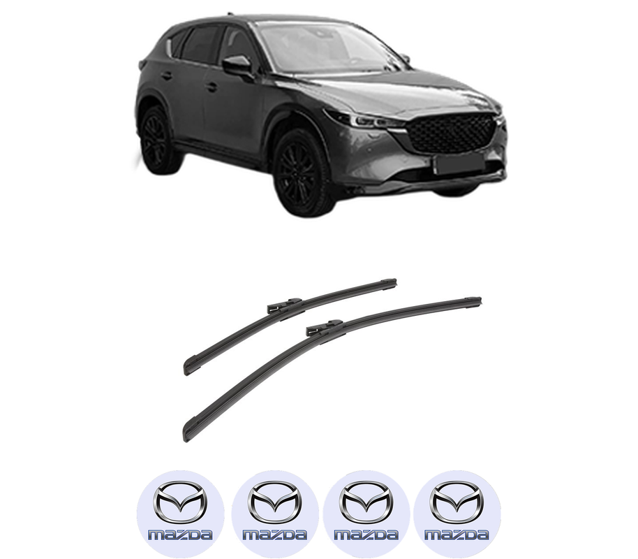 Set stergatoare auto MAZDA CX-5 (KF) din 2016-2023, pentru parbriz auto, 2 bucati, Bosch Aerotwin, din cauciuc siliconat rezistent, 4 Stickere Auto MAZDA