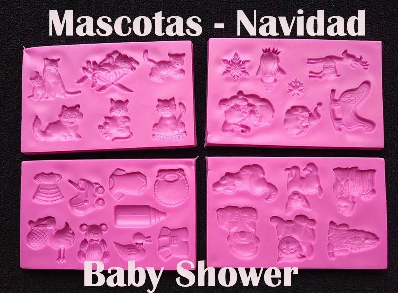 Molde Siliconado de mascotas navidad babyshower Para apliques