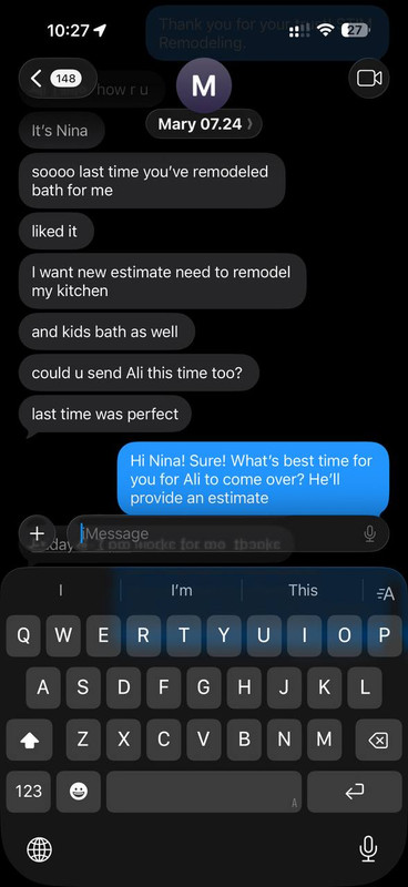 Client message screenshot