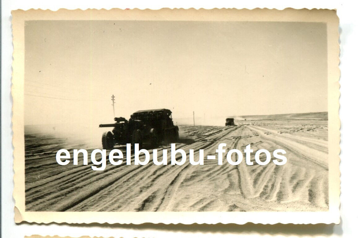 FOTO - Wehrmacht Afrika Heer combat - Sdkfz zieht schweres PAK-GESCHÜTZ