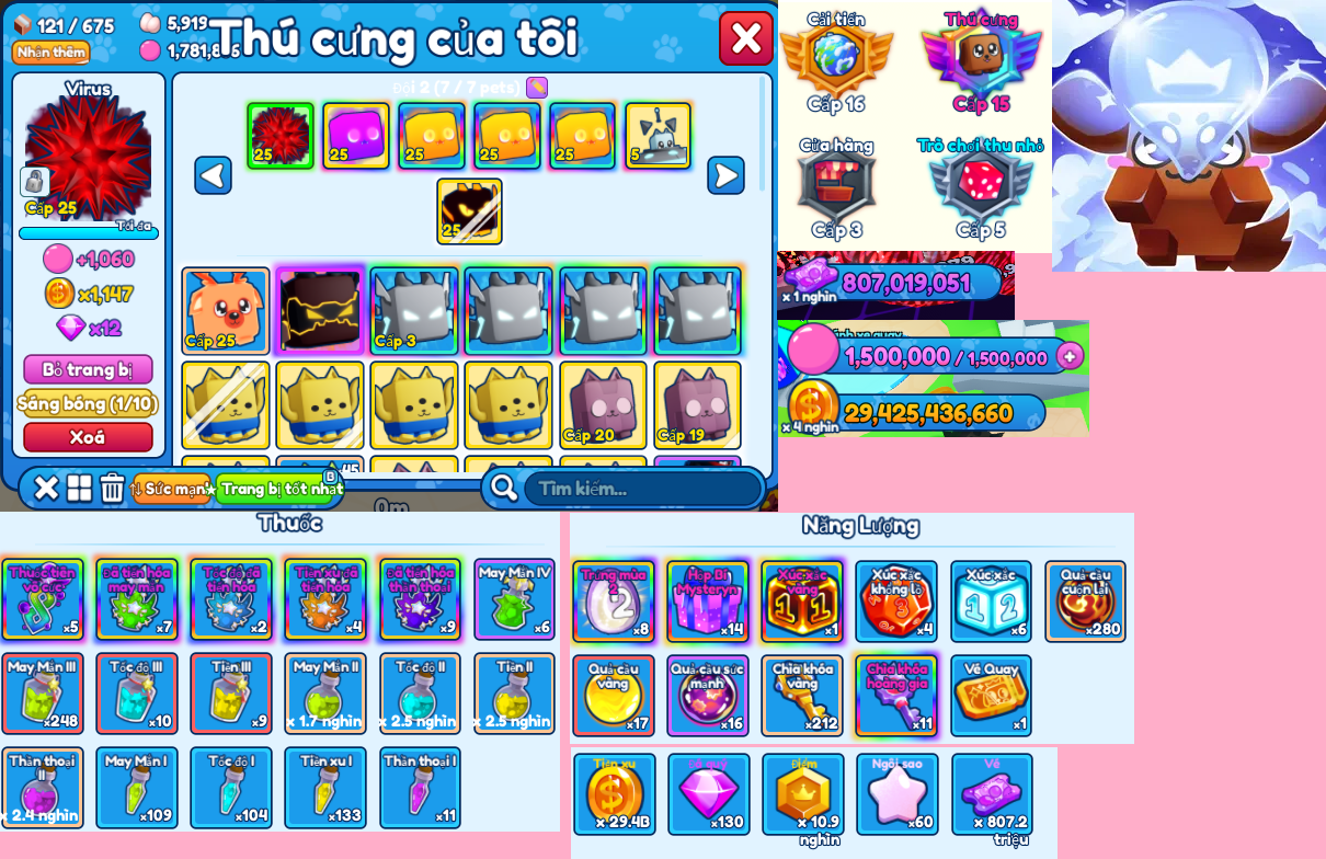 [ 🏆 Bubble Gum Simulator INFINITY ] ACC VIP NHƯ HÌNH CỰC KÌ NHIỀU PET XỊN VÀ ITEMS, THUỐC CHO AE TRẢI NGHIỆM !!!