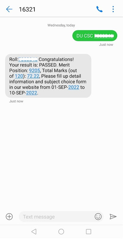 7 College Science Unit Result by SMS