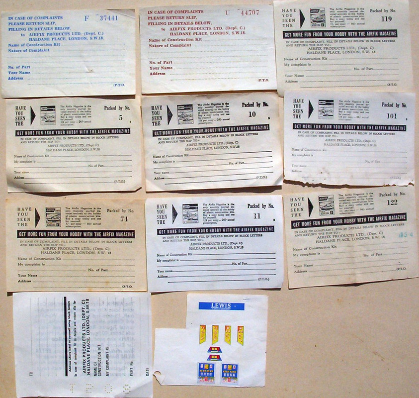 Airfix Complaint Slips