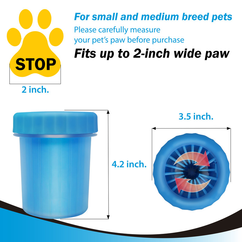 Dog Paw Cleaner, Portable Pet Cleaning 360º Silicone Washer Cup (for Small  and Medium Breed Cats and Dogs) (Blue) 