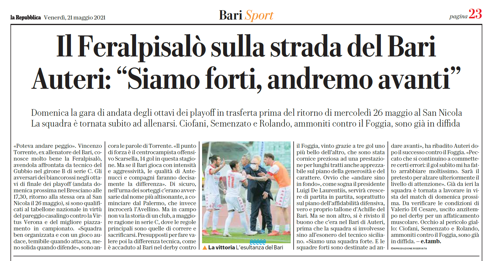 21/05/21 - Rep -  Auteri: Siamo forti... Rep