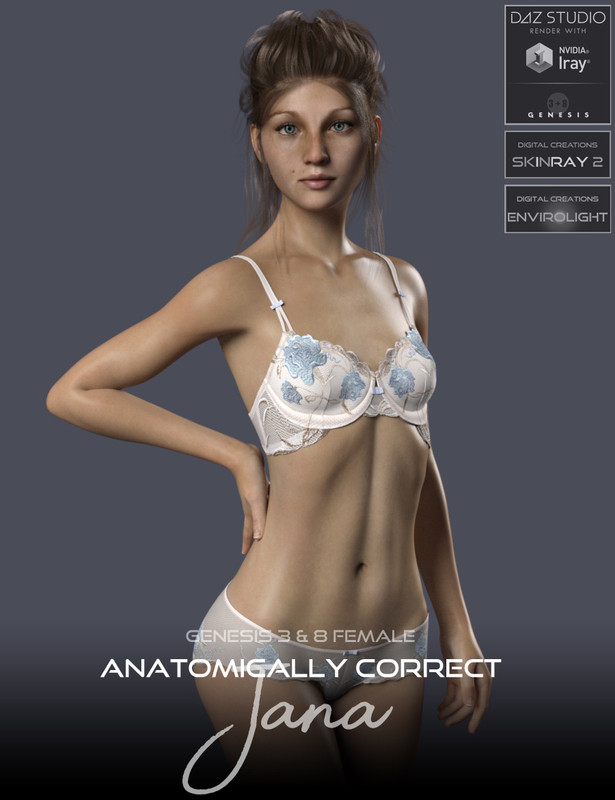 Anatomically Correct: Jana for Genesis 3 and Genesis 8 Female