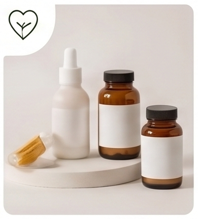 Skincare and wellness bottles