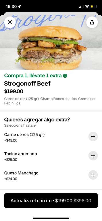 Uber Eats: 2 hamburguesas por 119 en “Blau”