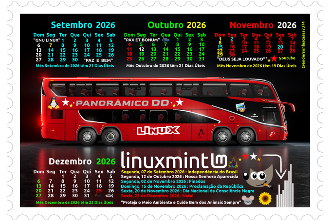 Busscar DD Panoramico NB1 Lateral Direita Calendarios SOND 2026 Selo Horiz Extra Promo Gimp Linux