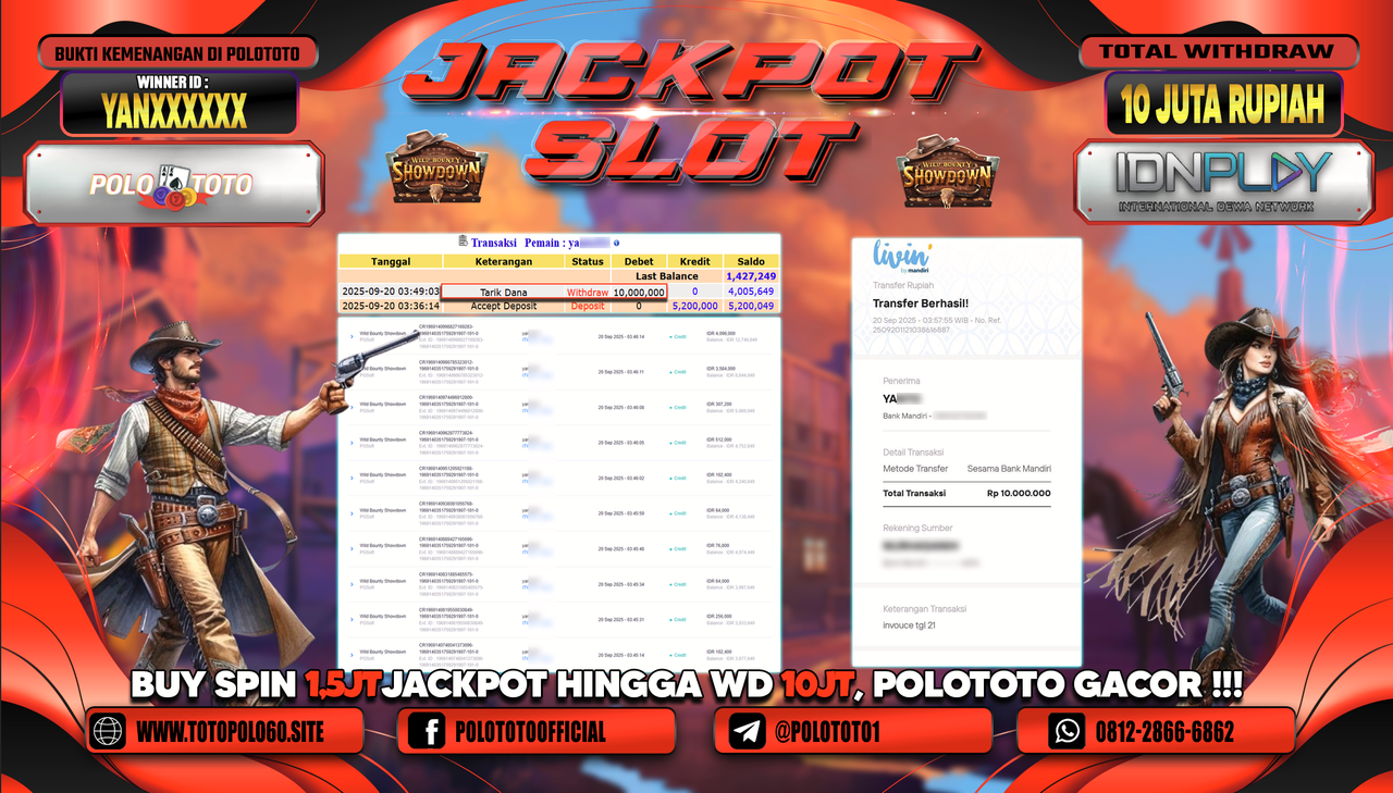 POLOTOTO JACKPOT SLOT WILD BOUNTY SHOWDOWN Rp.10.000.000,-